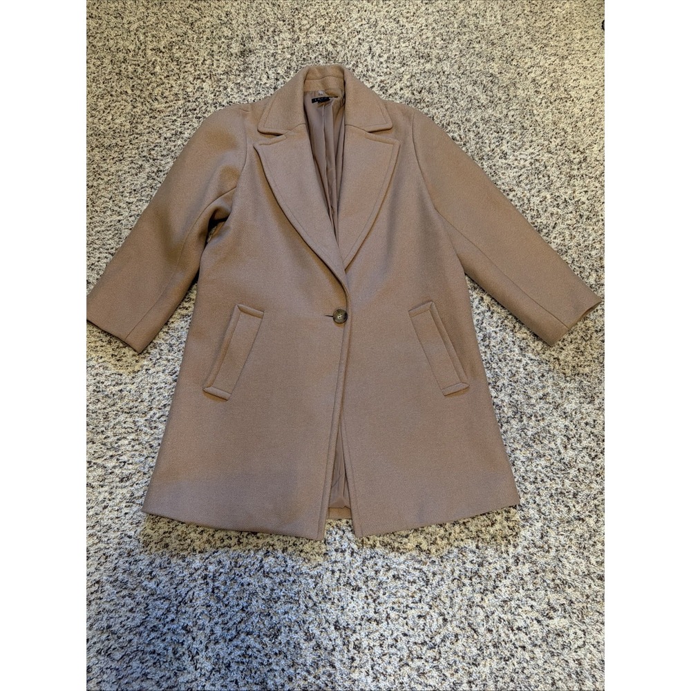 Theory New Women One Button Coat Jacket Camel Wool Blend Overcoat